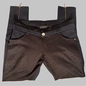 Elisabetta Franchi Black and Navy Paisley Pants